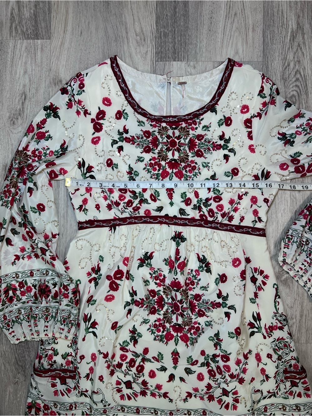 Free People Russian Doll Sparkly Bohemian Mini Dress Size 8 - Picture 9 of 15